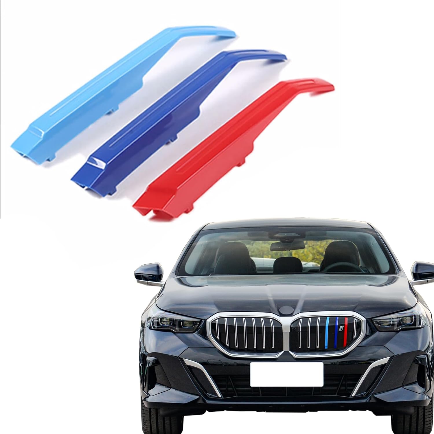 Lanyun Compatible with 2024 bmw G60 G68 5 series LCI grill color grill stripes trims fit 530i 540i sedan 540i xDriver with 7 Beam kidney grille