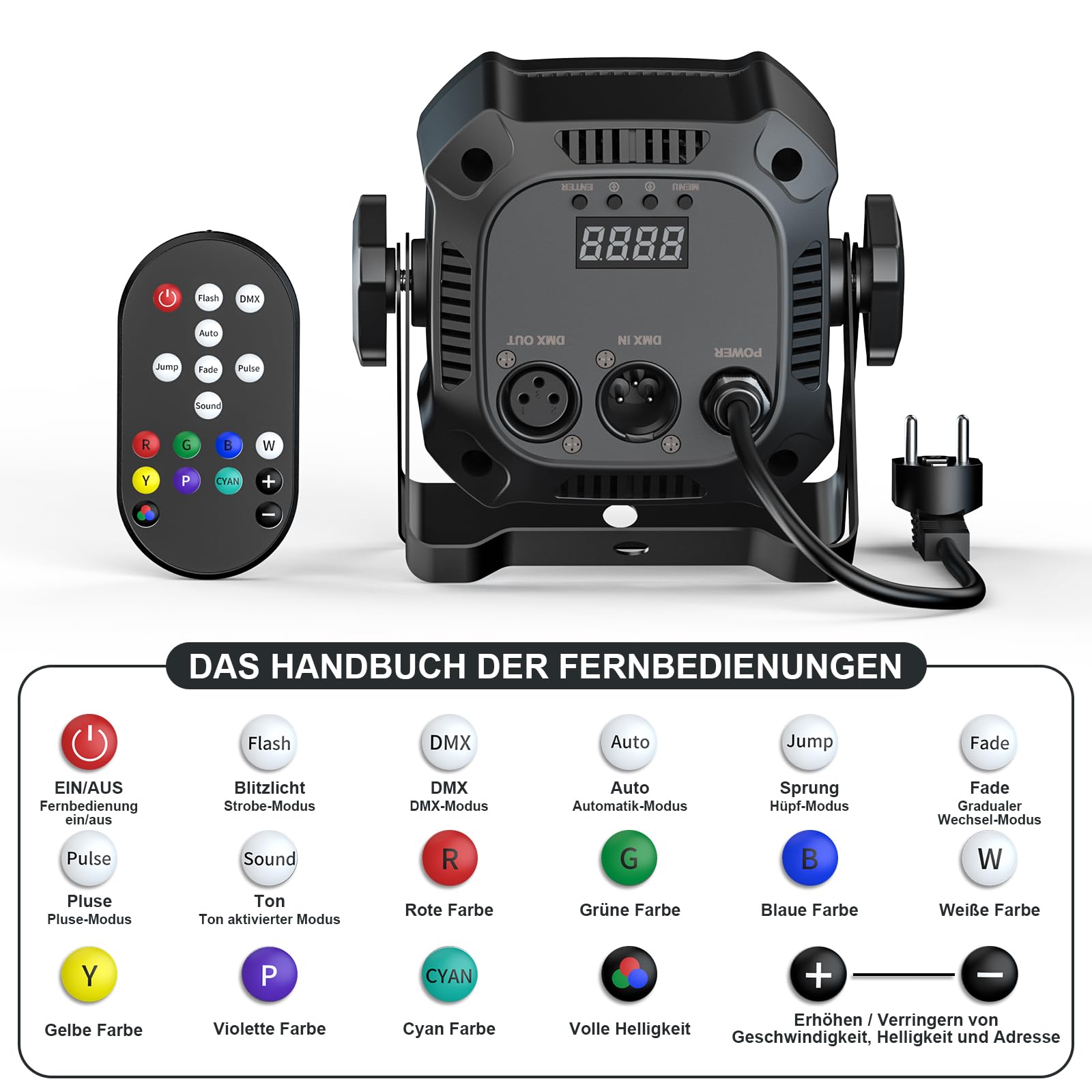 4PCS RGBW LED Par Scheinwerfer, 40W LED Bühnenlicht DMX 4/8CH mit Fernbedienung Par Strahler, Discolicht Partylicht für DJ Bühne Bar Party Hochzeit Haloween Weihnachten