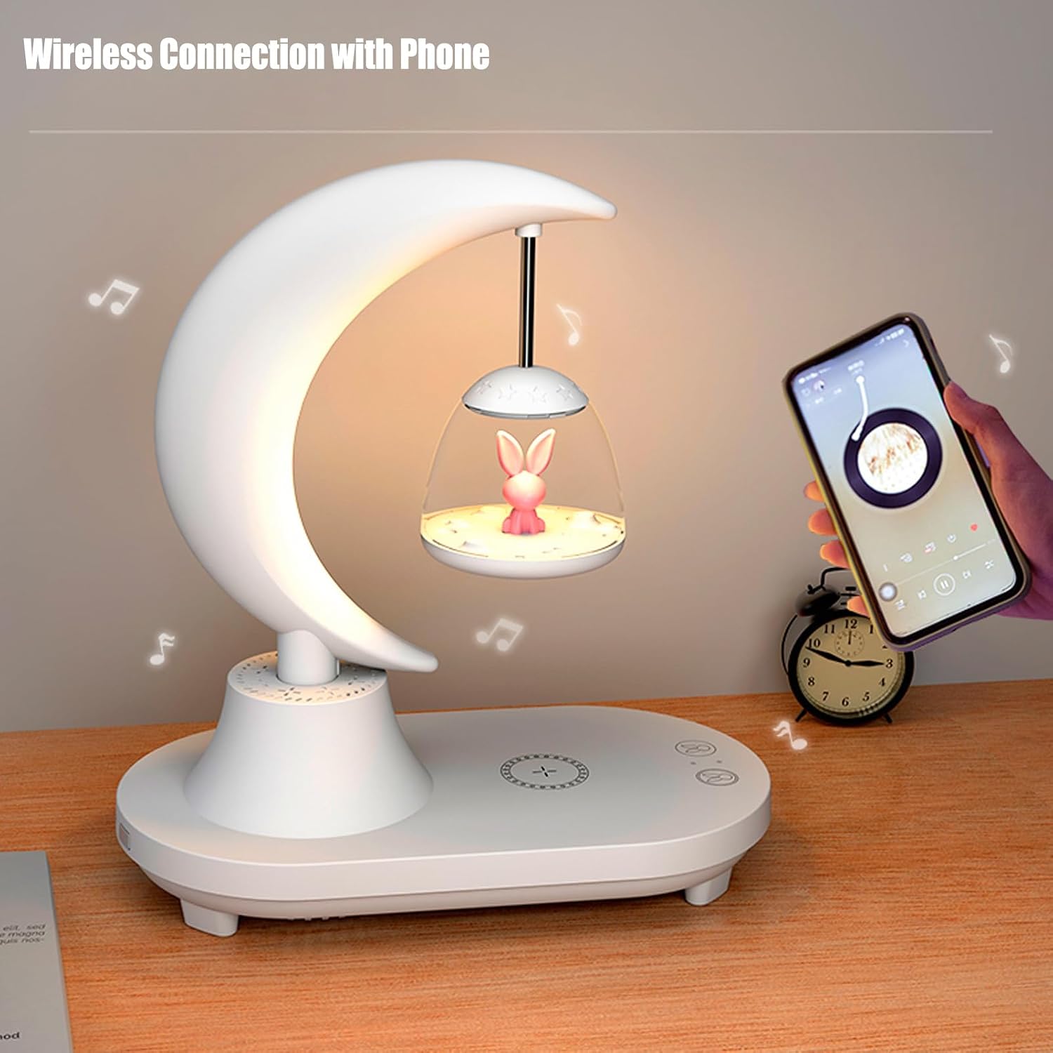 LED Night Light with Charger, Table BT Heavy Bass Speaker, 8 Colors Modes Touch Switch Intelligent Lamp