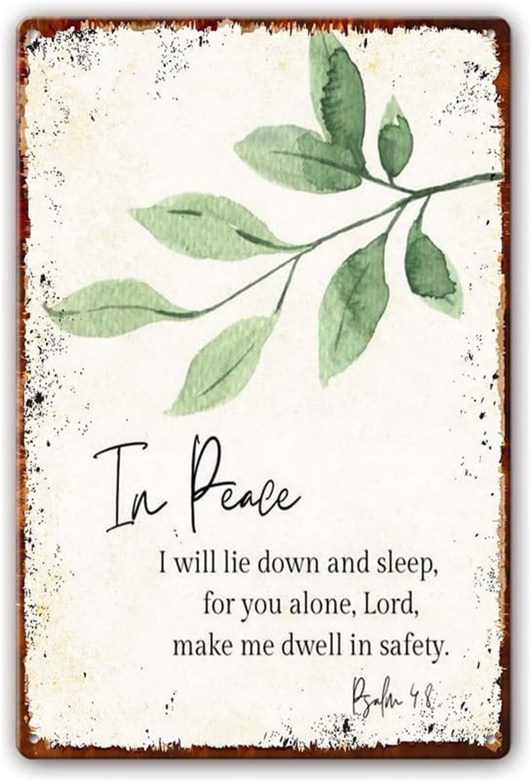 XHAJCSJWGD Bible Verse Metal Sign In Peace I Will Lie Down and Sleep For You Alone Lord Scripture Wall-Art for Nursery 8 X 12 in