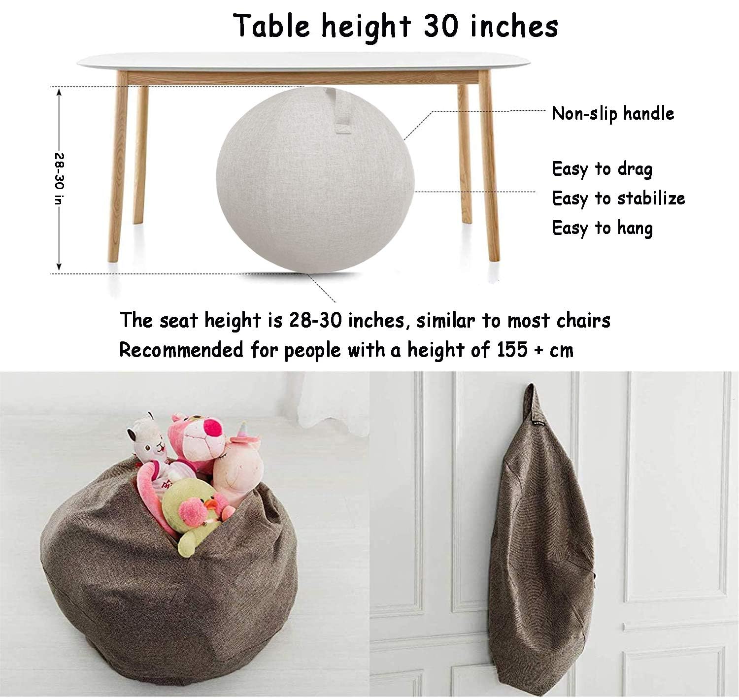 Sitzball Für Aktives Sitzen, Ergonomische Alternative Zum Schreibtischstuhl, Inkl Stoffbezug, Innenball, Inkl. Handluftpumpe Bürostuhl Alternative Für Zuhause & Büro,003,75cm
