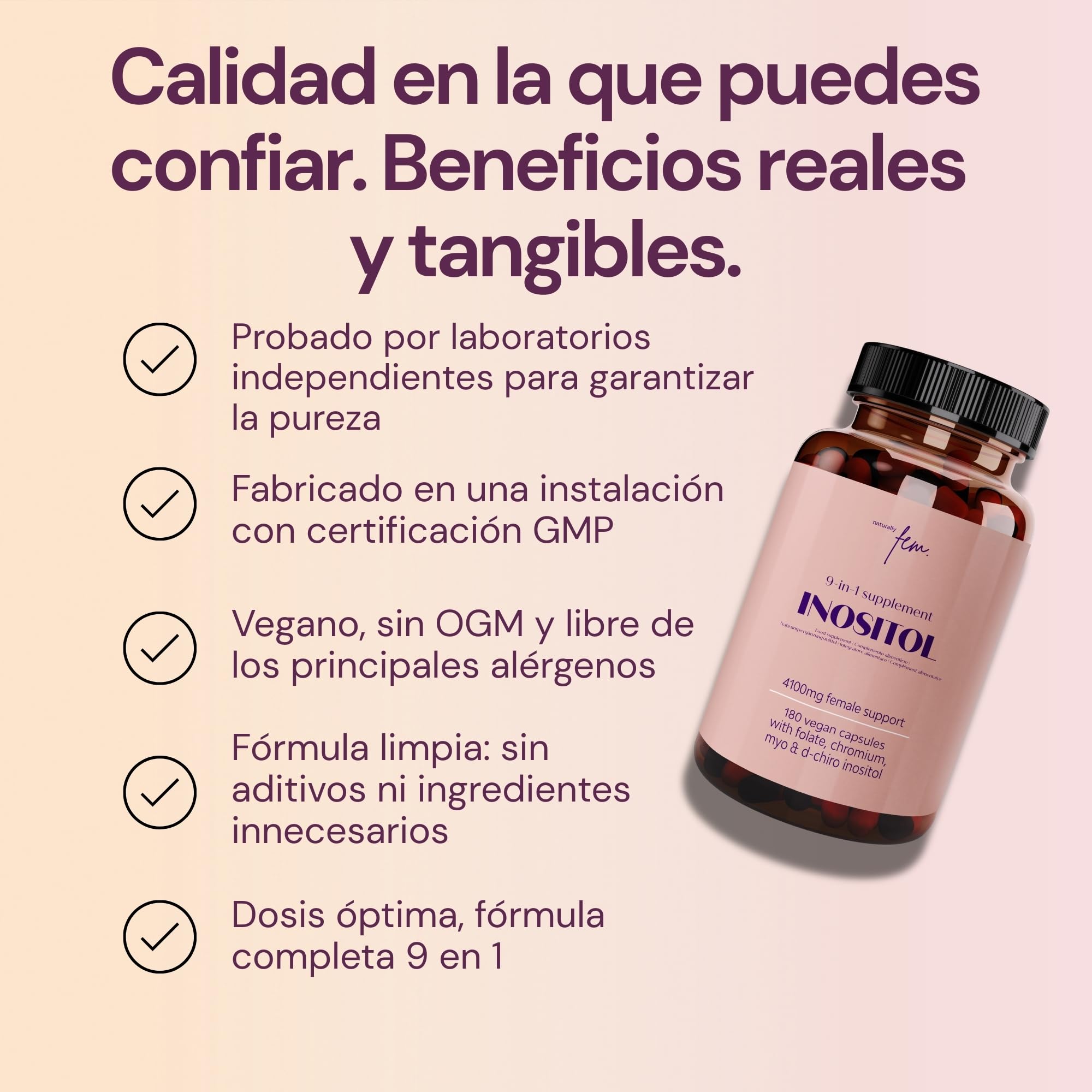 Inositol Myo and D-Chiro PCOS 4100MG – Función Metabólica, Equilibrio Hormonal y Bienestar Psicológico – 9 en 1 con Folato 5-MTHF, Cromo, Zinc, Vitamina B6, B12 y D3, Myo Inositol