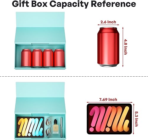 Miniatura 3 de Paquete de 5 cajas de regalo color turquesa, cajas de regalo de 12 x 6 x 4 pulgadas para regalos con tapas, cierre magnético, rectangular, plegable