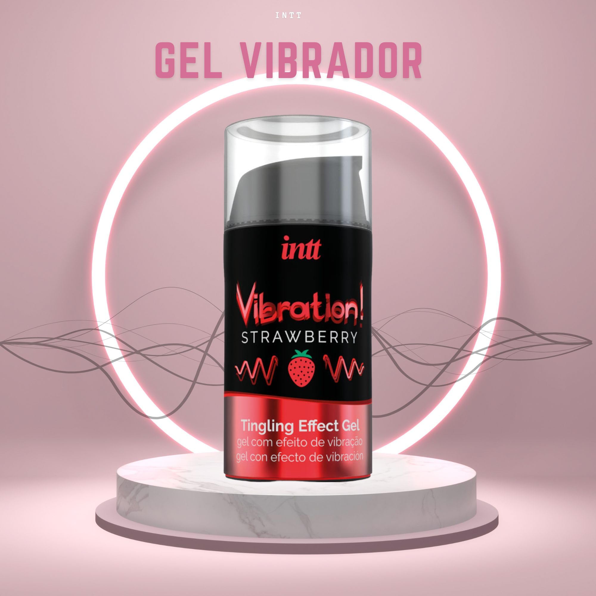 Lubricante Gel Vibrador Fresa 15ml – Gel Estimulante Líquido, Aroma y Sabor a Fresa, Besable, Efecto Sensitivo, Fácil Aplicación, Práctico Dosificador