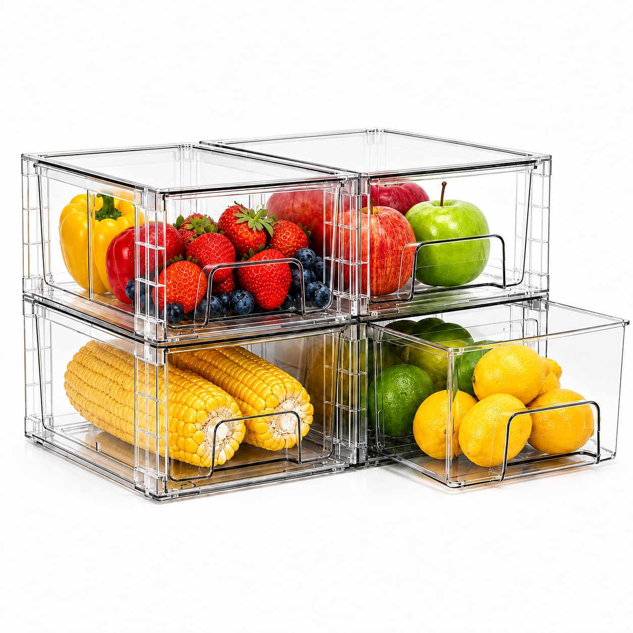 Photo 1 of COKIHOM Stackable Storage Drawers - 4 Pack Clear Acrylic Fridge Organizer