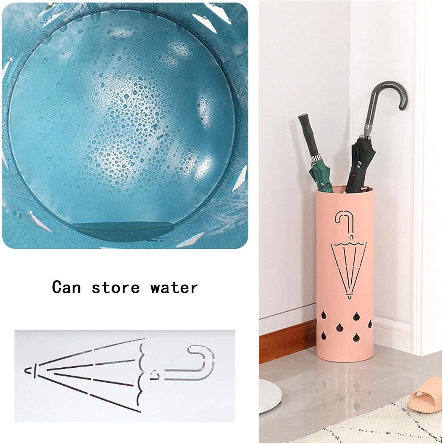 Umbrella Holder Umbrella Stand,Blue, Pink, Black, White,Umbrella Racks Entryway Decorative,7x7x20in,Umbrella Holder Round,for Home and Office (Color : White) (White)