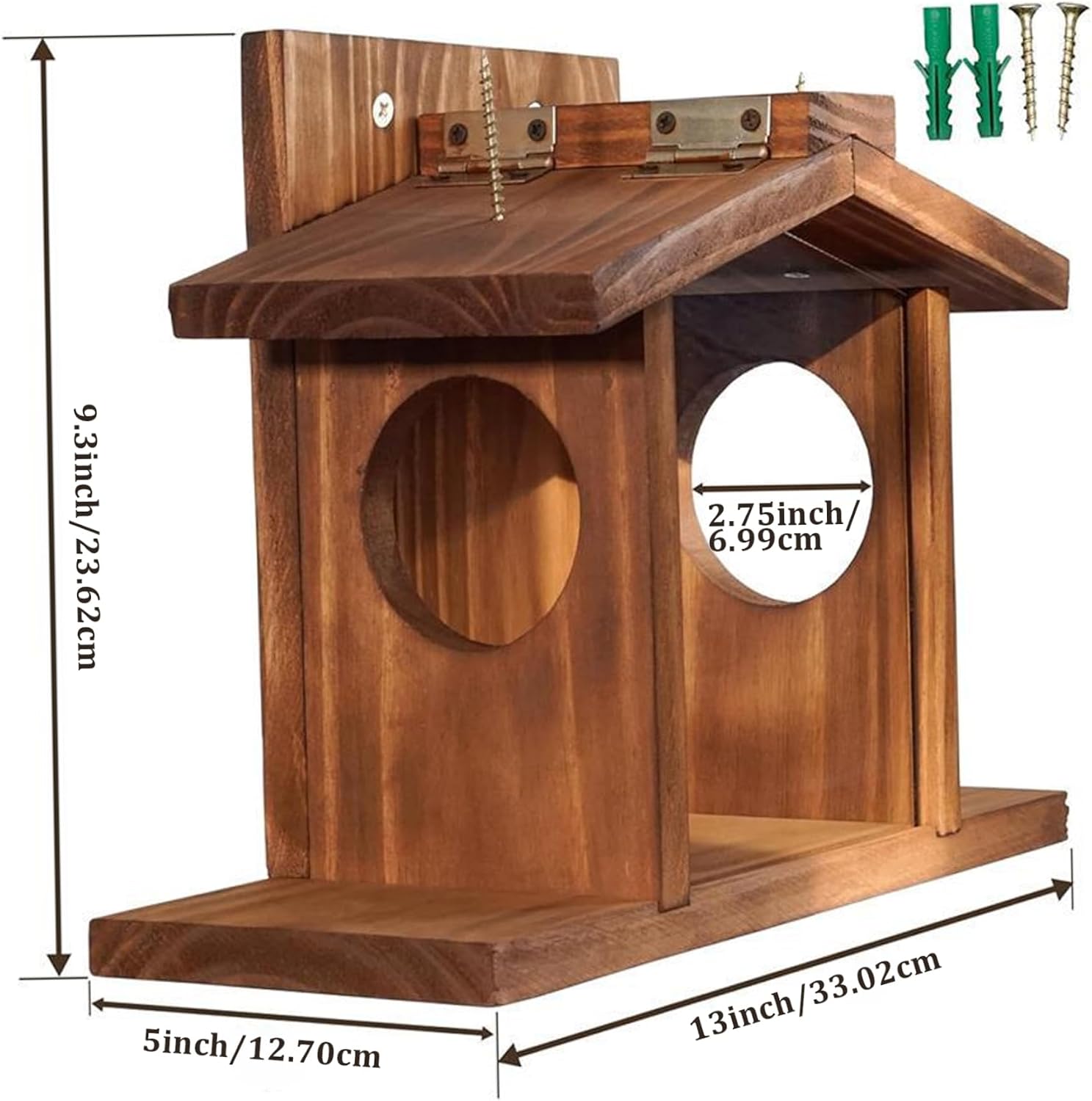 Squirrel Feeders for Outside, Squirrel House, Easy to Fill Wooden Bird Feeder, Visible Bird Feeder with Removable Panel for Corn, Suet Lipgloss Keychain Making Kit, Keychain Making