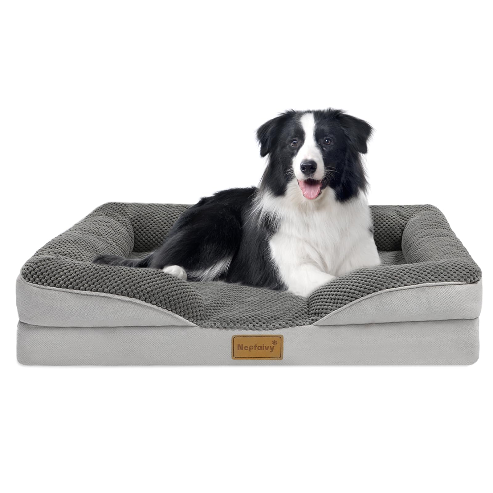Nepfaivy Cuccia per Cani da Interno Grande - Cuccia Impermeabile per Cani di Taglia Grande con Rivestimento Rimovibile e Lavabile, Grigio Scuro, 91x68cm