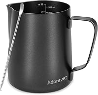 Vista 10 de Jarra espumadora de leche de 350 ml, 600 ml, 900 ml, 1500 ml y 2000 ml (12 onzas, 20 onzas, 32 onzas, 50 onzas y 66 onzas), de acero inoxidable