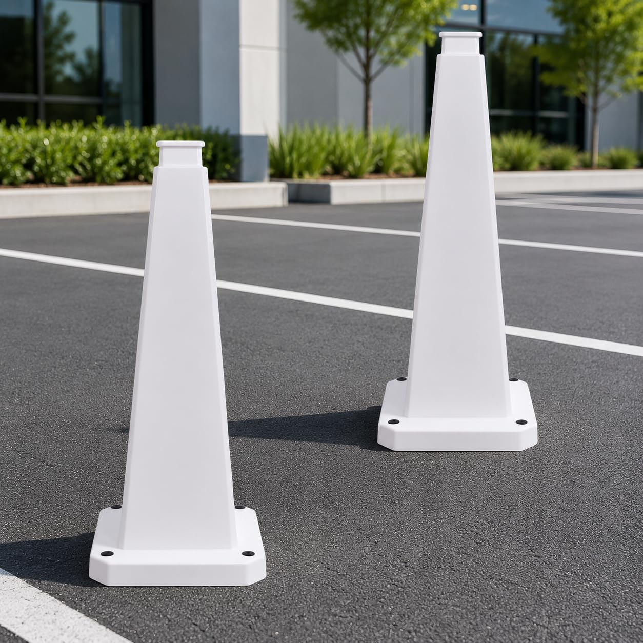 Cono de Seguridad, 71 cm, Cono de Señalización Pesado con Base Lestada, Alta Estabilidad para Parkings, Obras y Eventos, Sin Impresión (Blanco, 6unidades)