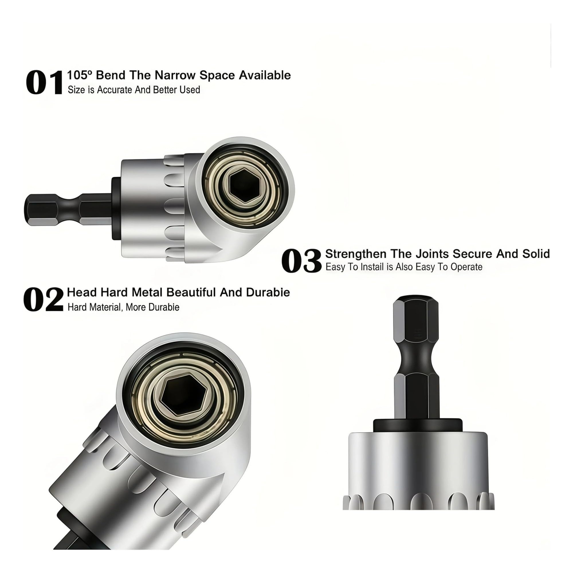90 Degree Right Angle Drill Adapter Corner Screwdriver Bit Set 1/4 Hexagonal