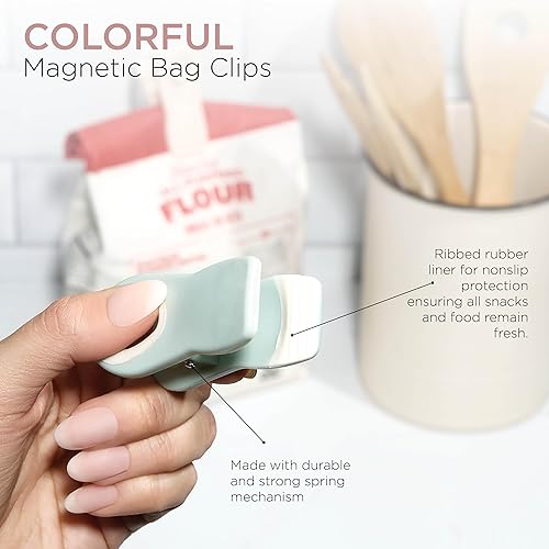 Miniatura 166 de COOK WITH COLOR Clips para bolsas con imán, clips para alimentos, clips para chips, clips para bolsas para almacenamiento de alimentos con agarre