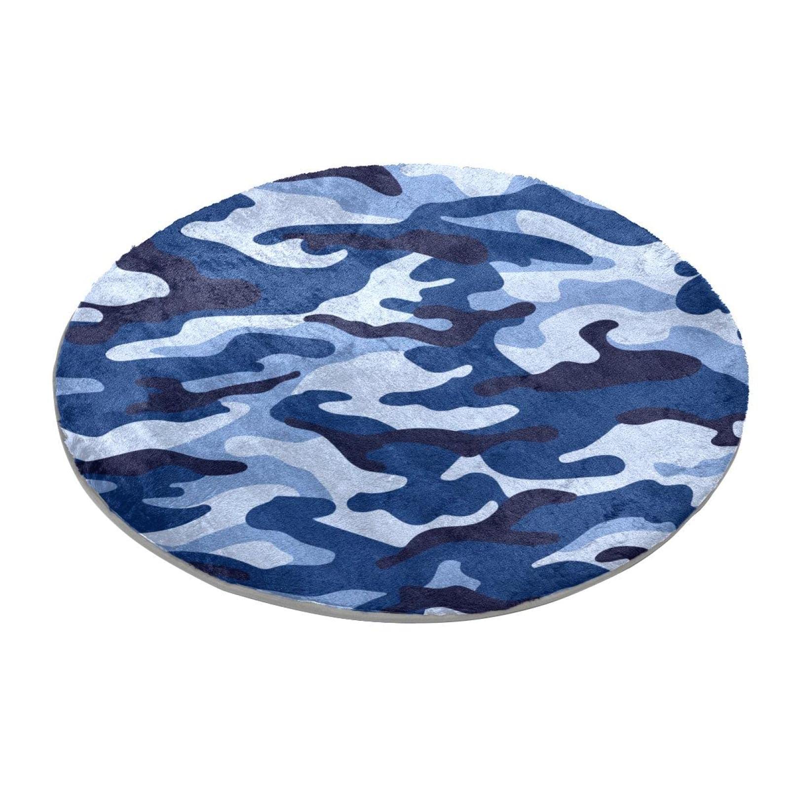 Teppich für Schlafzimmer, Wohnzimmer, Arbeitszimmer, Blau / Marineblau / Grau
