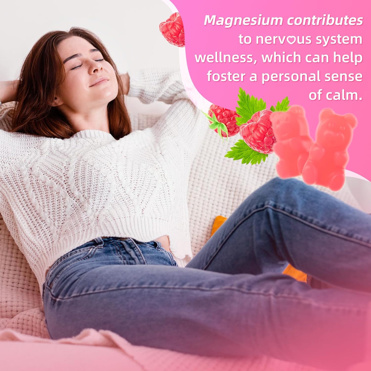 2 Pack Magnesium Malate Gummies, Magnesium 400 mg, Magnesium Mineral Supplements for Energy Production & Muscle Health, Gluten-Free, Sugar-Free, Raspberry Flavor, 120 Count