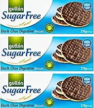 Sugar Free Digestive Biscuits Bundle Consisting Gullon Dark Chocolate Sugar Free Digestive Biscuits 270g (3 Pack) - Diabetic Friendly Biscuits