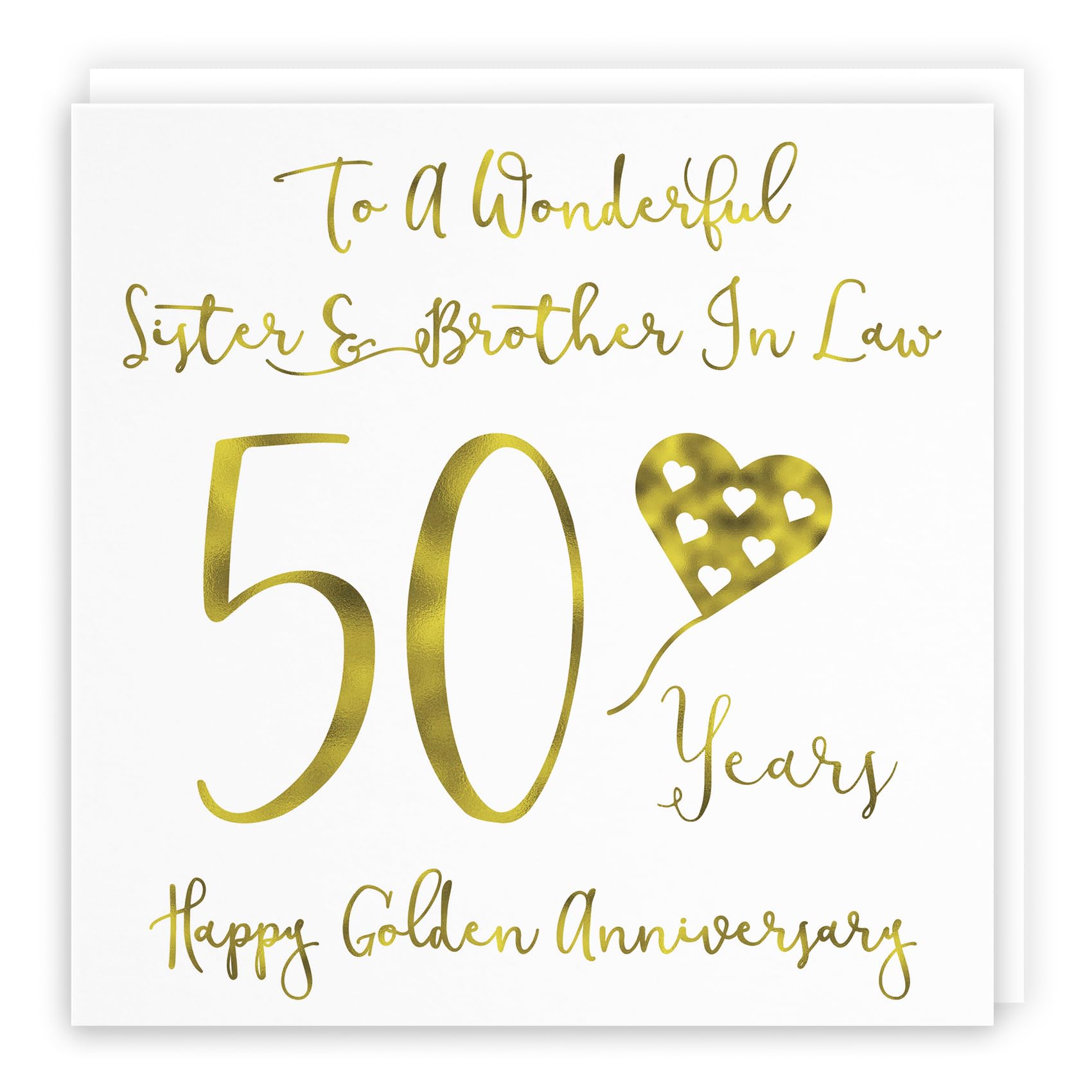 Hunts England, Large Sister And Brother In Law 50th Anniversary Card, To A Wonderful Sister & Brother In Law, 50 Years