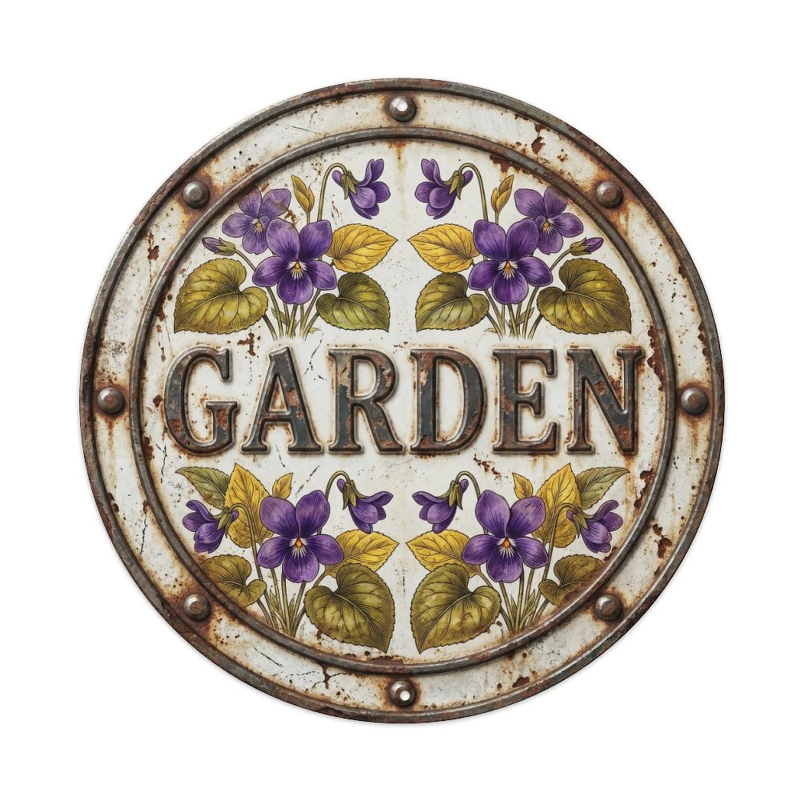 Garden Botanical Floral Outdoor Label Violet Metal Tin Sign