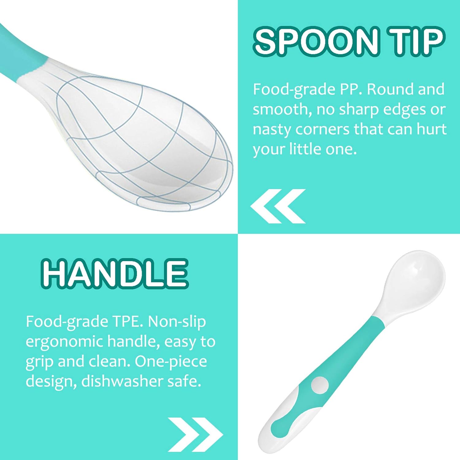YIVEKO Baby Training Spoons Forks 2 Sets with Travel Case, Toddler Feeding Utensils Set Children Tableware Travel Set BPA Free Self-Feeding Learning Spoons Forks for Kids Green Blue