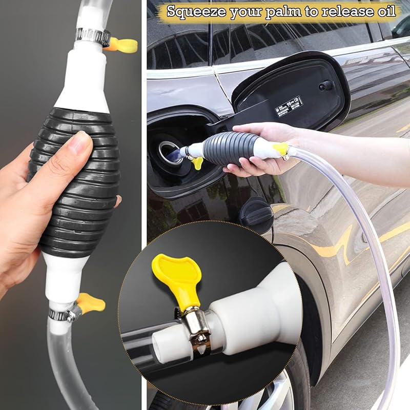 LBING Kézi Üzemanyag Átfejtő Pumpa 3m Tömlővel - Benzin Dízel Olaj Víz Szívópumpa Autóhoz Vészhelyzeti Átpumpáláshoz