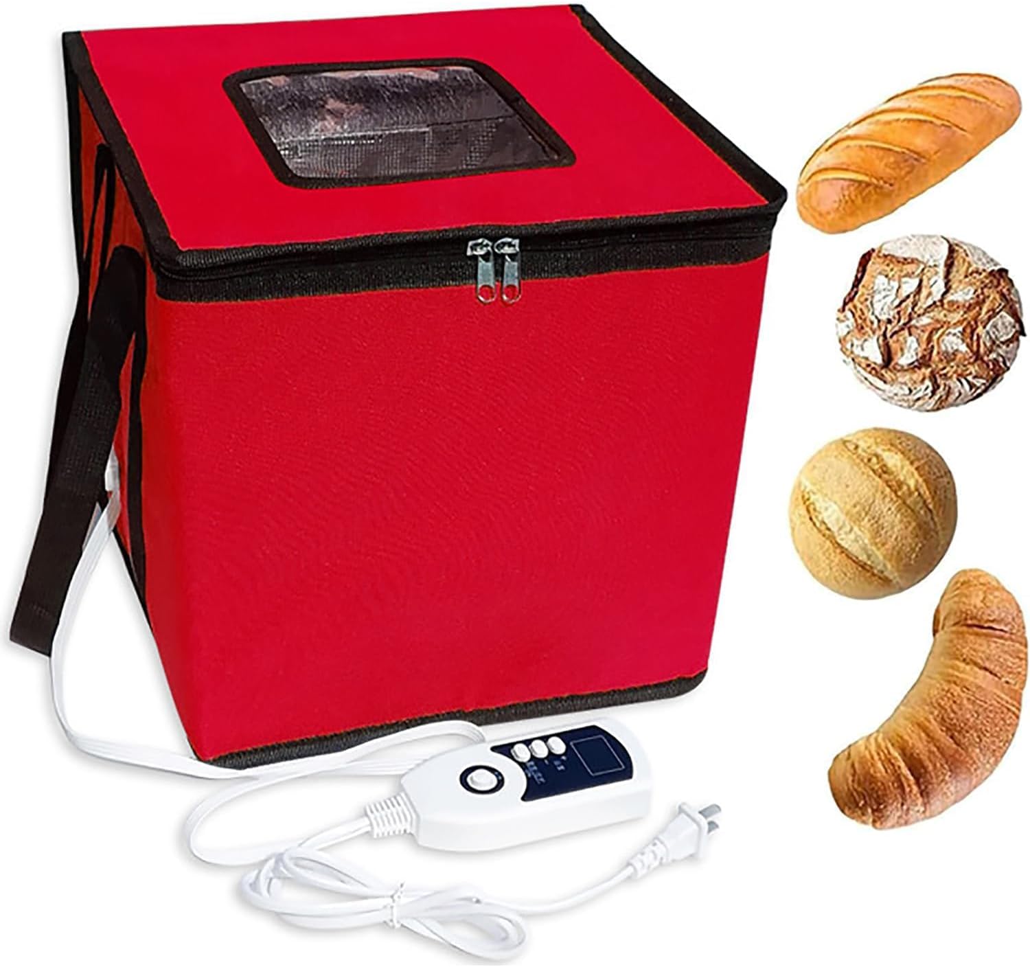 Dough Proofer Box, Fold Dough Fermentation Bag, 1-60°C Temperature Control, 96h Timer Setting, Proofing Containers, Sourdough Bread Making Tools, Dough Starter Jar, for Making Yogurt Natto