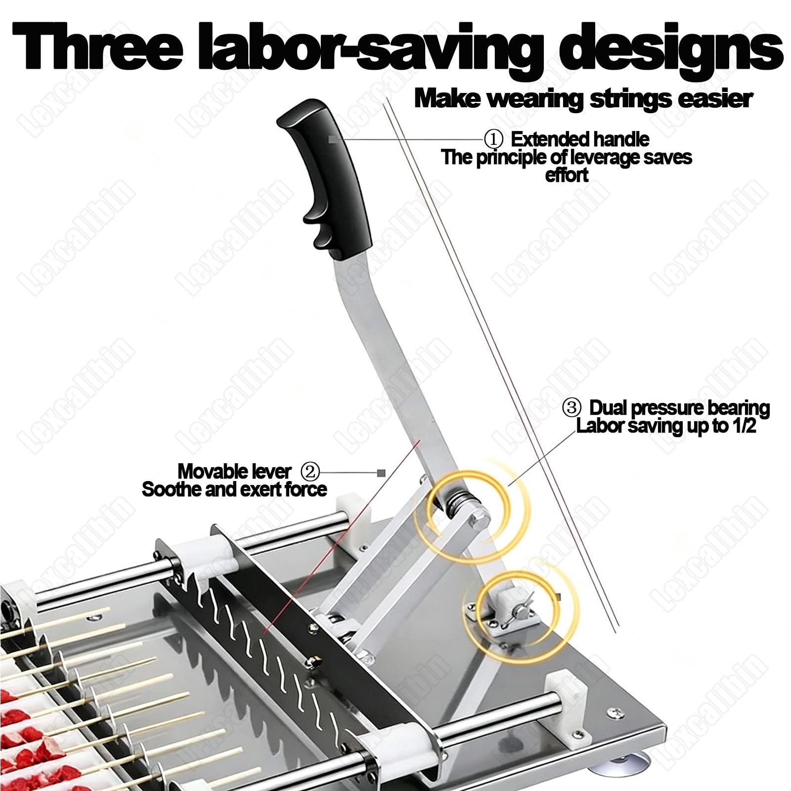 Prensa Multifunción Pinchos Bambú Acero Inoxidable 2templates | Kebab Maker Manual 10 Orificios,Enhebrado Rápido,Lavable,Perfecto Jardín,Picnic Y Fiestas Entre Amigos