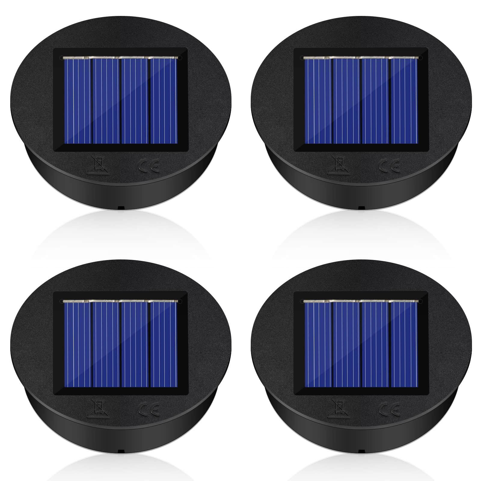 Solarleuchten Ersatzteile 8cm, 4 Stück Solarleuchten Ersatz Top mit Heller LED, Ersatz Solarmodul für Gartenleuchten,Wasserdicht Solar Ersatzdeckel, Solarlaterne und DIY [Energieklasse A+++]