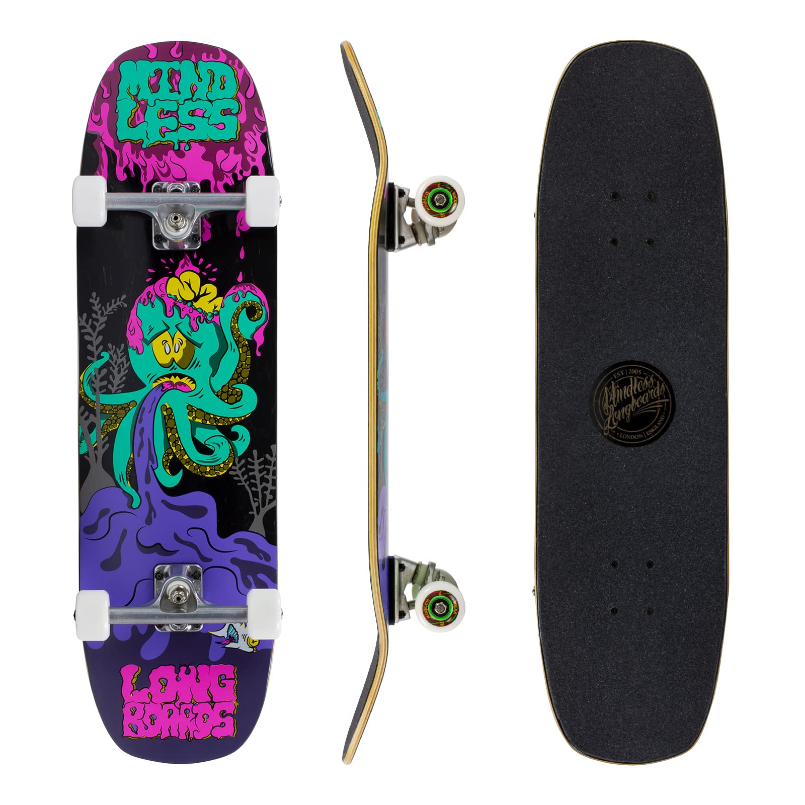 MindlessOctopuke | 32.5 Symmetrical Street Board 7 Ply Canadian Maple W Gen-X 159mm SKP Trucks for Streets and Tricks | 55mm 86A SHR Wheels Fast Responsive | Complete Skateboard City and park Ripper