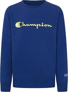 Unisex Heritage Boy and Girls Fleece Pullover Champion Scipt Sweatshirt (Medium, Dark Blue)