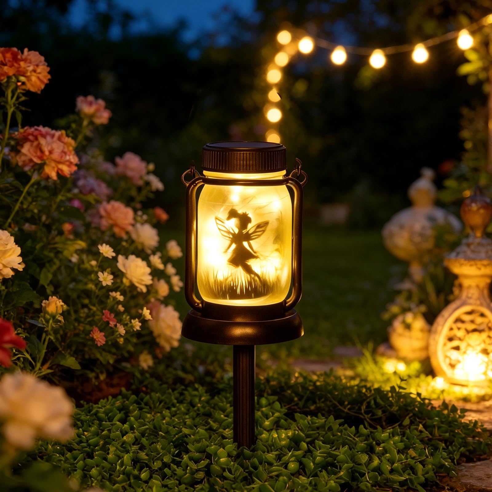 Lampade solari per esterni, lanterne solari per esterni, impermeabili Ip65, luci solari da giardino, luci decorative per giardino, fatina delle farfalle in barattolo per patio, valanga, giardino