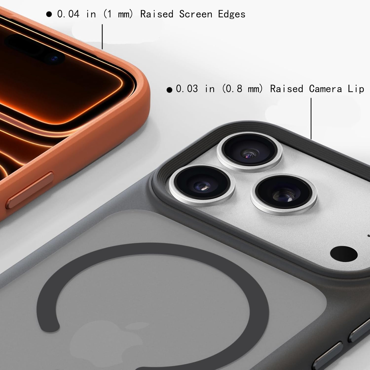 MagSafeCompatible Case for iPhone17 Pro/iPhone17 Pro Max, Soft-Touch Matte PC TPU Shockproof Cover with Camera Control Button, Anti-Slip Textured Frame, N52 Magnets,Drop Protection(Orange,17 Pro, pro,Max)