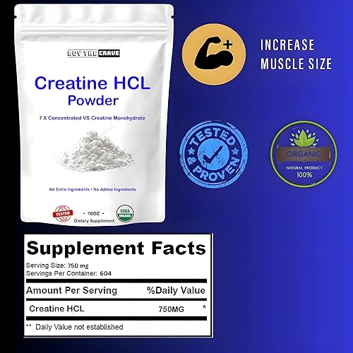 Miniatura 3 de Creatina HCL en polvo (16 onzas), 1 ingrediente, producción de energía, rendimiento atlético, 604 porciones sin hinchazón, absorción rápida, alta
