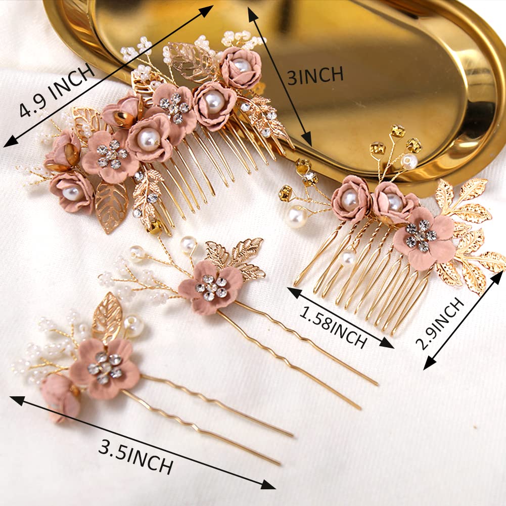 4 Vintage Gold With Multicolored Crystal Floral Hair Pins Amazon.com : 4 Pieces Wedding Flower Hair Pins Pearl  main image 4