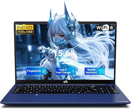 NIMO 15.6" FHD Copilot AI-Laptop, Intel 4 Cores, 8GB RAM, 256GB SSD Win 11