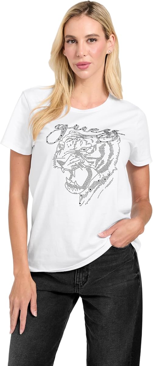 Camiseta ecológica de manga corta Guess Tiger Face Easy para mujer
