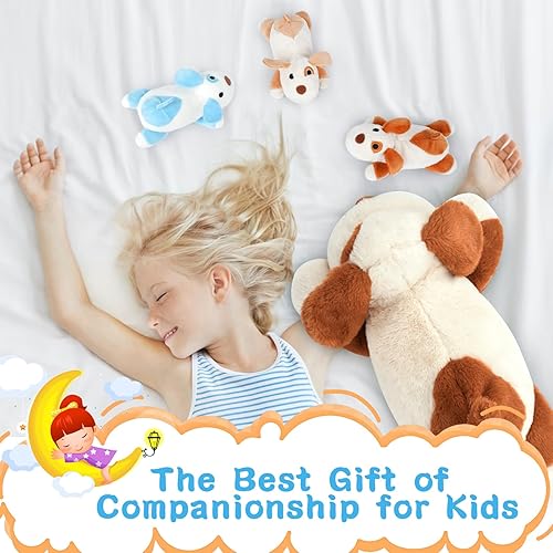 Miniatura 4 de Hagusahuo Beagle - Peluche de perro Beagle, suave mamá con 3 cachorros de peluche en la barriga, lindo juguete de peluche para niños y niñas