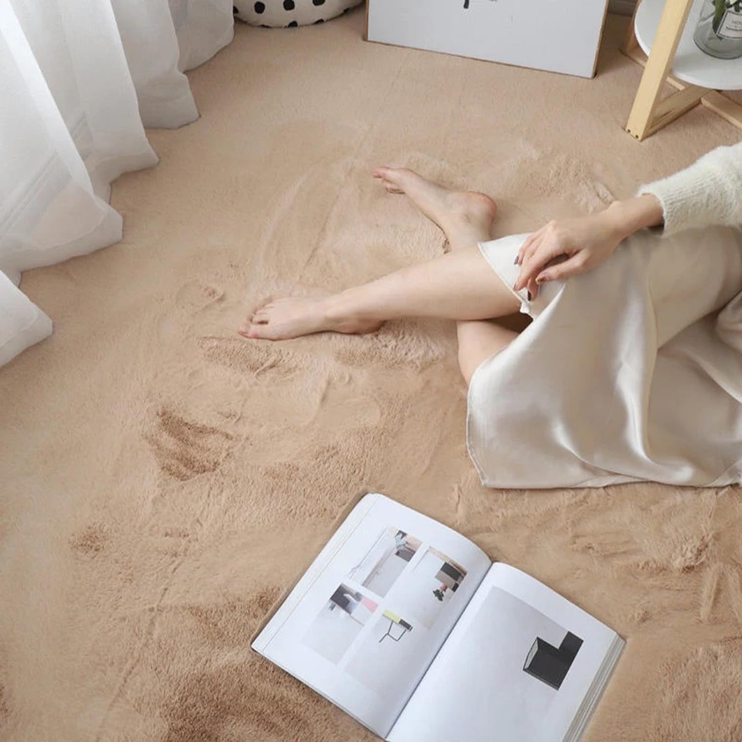 NatFit60 Shaggy Floor Carpets for Living Room, Elegant Bedroom Carpet, Modern Carpets for Bedroom, Drawing Room, Kids Room, Soft Sofa Carpets for Living Room [Size 4x6 Feet, Color Light Gold] (B0CK7C1L5G) Amazon Price History, Amazon Price Tracker