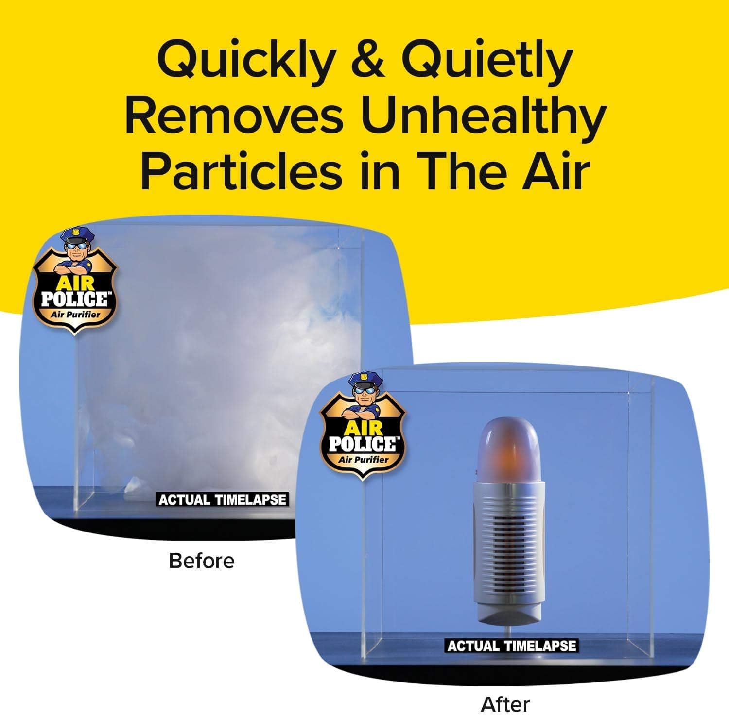 BulbHead Air Police Advanced Ionic Air Purifier, Compact Odor Eliminator Plug in Air Purifier with Permanent Stainless Steel Filter, Portable Air Purifier & Built-in Nightlight