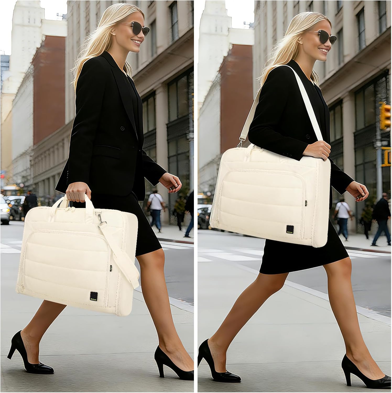 Travel Garment Bag for women,Lightweight Puffy Carry on Garment Bag for Hanging Clothes,44.7'' Waterproof Travel Suit Bag with Shoulder Strap,2 in 1 Foldable Duffle Bag,Beige
