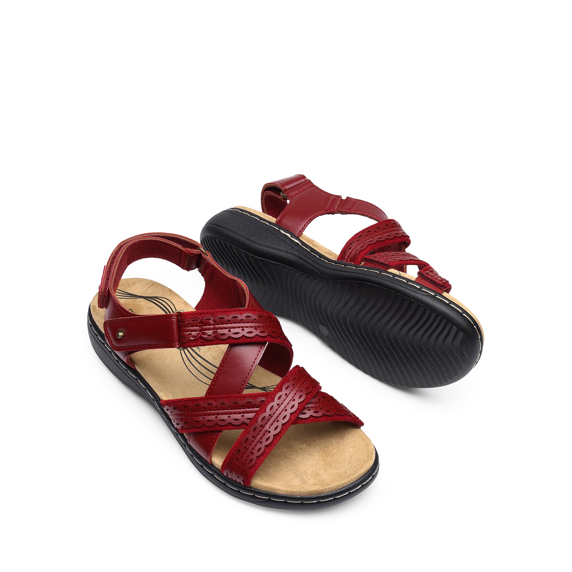 DREAM PAIRS Sandali da donna con supporto dell'arco plantare comodo aperto Toe Dress Flats Sandali da passeggio per l'estate