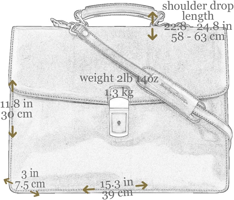 Best Review Leather Briefcase Elegant Business Style Up to 15'' Laptop Size Bag Brown - Time Resistance