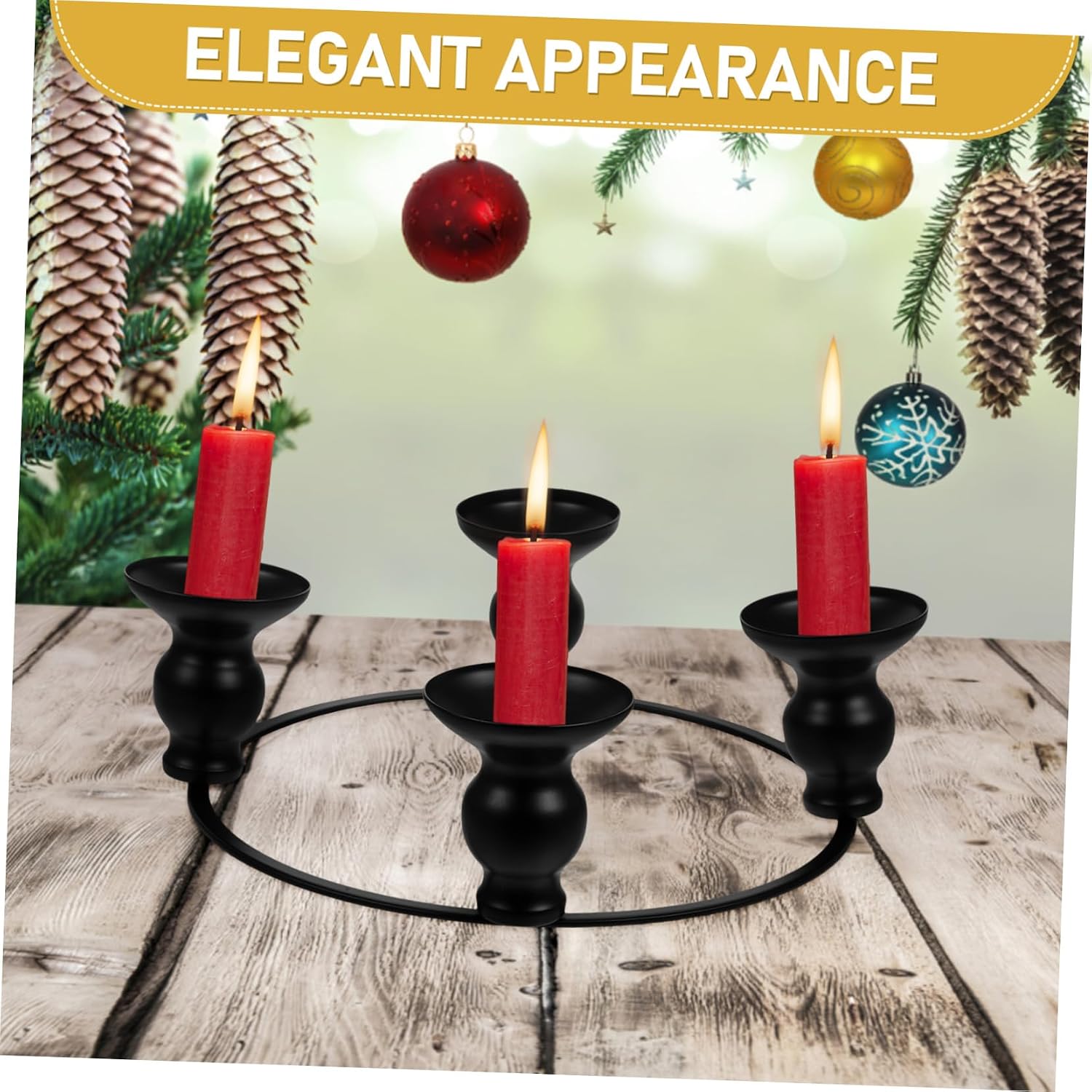 Wreath Iron Christmas Candle Holder for Table Decor Sturdy Candle Stand for Holiday Centerpieces and Xmas Wreaths Gourd Cup Design
