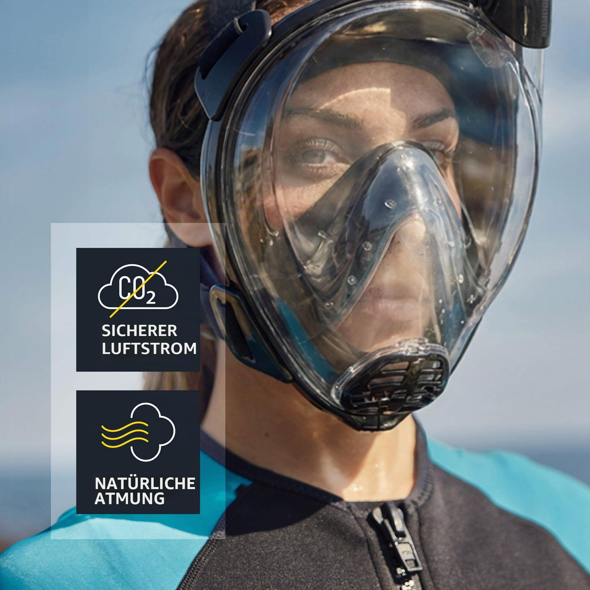 Cressi Schnorchelmaske Vollgesichtsmaske - 180 Grad Panoramasicht - CO2 Sicher - Dry-System mit seitlichem Schnorchel - Verstellbare Bänder für Schnorchelmaske für Erwachsene