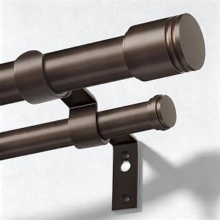 USFOOK Double Curtain Rods for Windows 66 to 120 Inch, Bronze