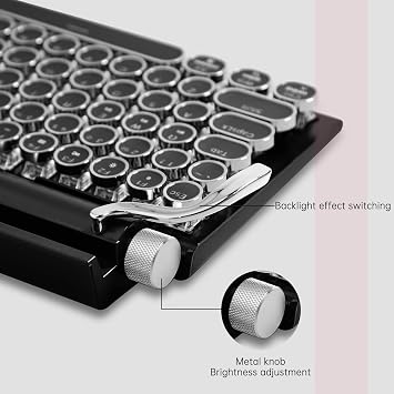 Adventurers Typewriter Style Retro Mechanical Keyboard LED Backlight 83 Keys Bluetooth 5.0 Blue Axis, Suitable Desktop Computers/Laptops Mac/Mobile Punk Keys, Black, 12.8 x 6.6 x 1.6 inches