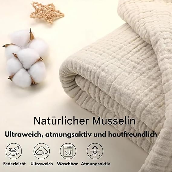 Muslin Blanket Muslin Blanket Adult Summer Gentle Musse-lin Dec-ke Summer Blanket Muslin Blanket Summer Adults Cotton Blanket 150 x 200 cm (Dark Green 105 x 105 cm)