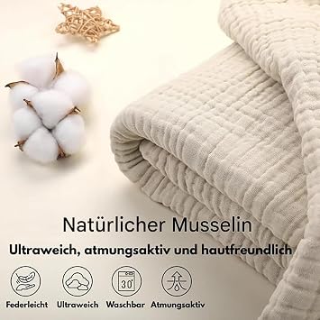 Muslin Blanket Muslin Blanket Adult Summer Gentle Musse-lin Dec-ke Summer Blanket Muslin Blanket Summer Adults Cotton Blanket 150 x 200 cm (Dark Green 105 x 105 cm)
