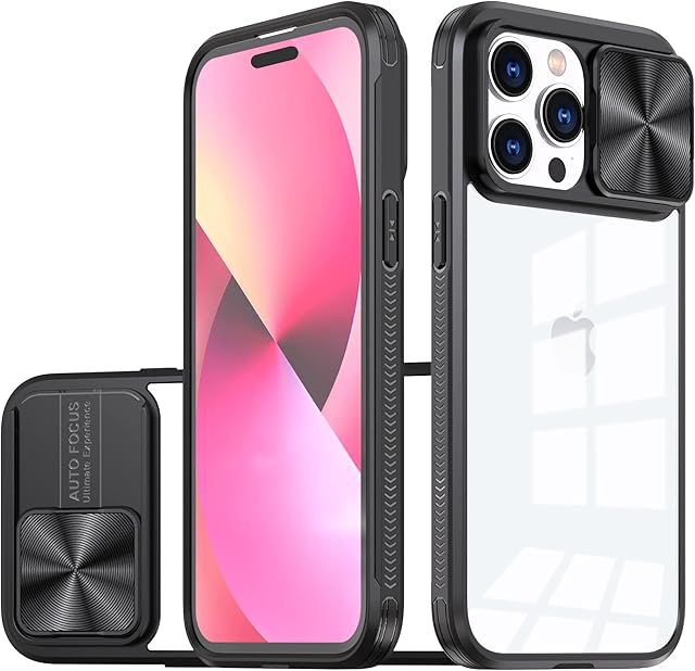 Dqtaoply for iPhone 14 Pro Max Case, Camera Cover Heavy Duty Shockproof Protective Military Grade Slide Slim Phone Case Compatible with iPhone 14 Pro Max - Black