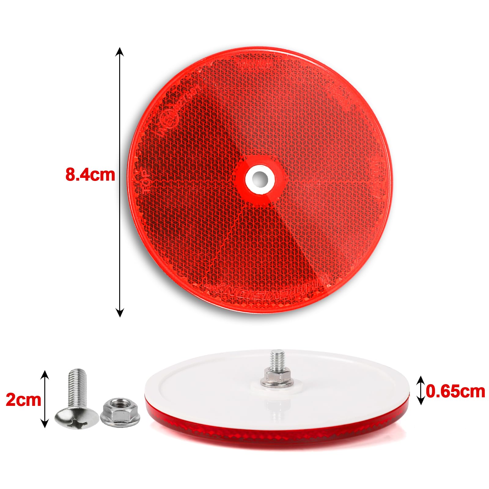 Riflettori Camion 10 Riflettori Rossi Rotondi Da 2 Pollici Adesivi Per Bici N 1115137 - Foto 2