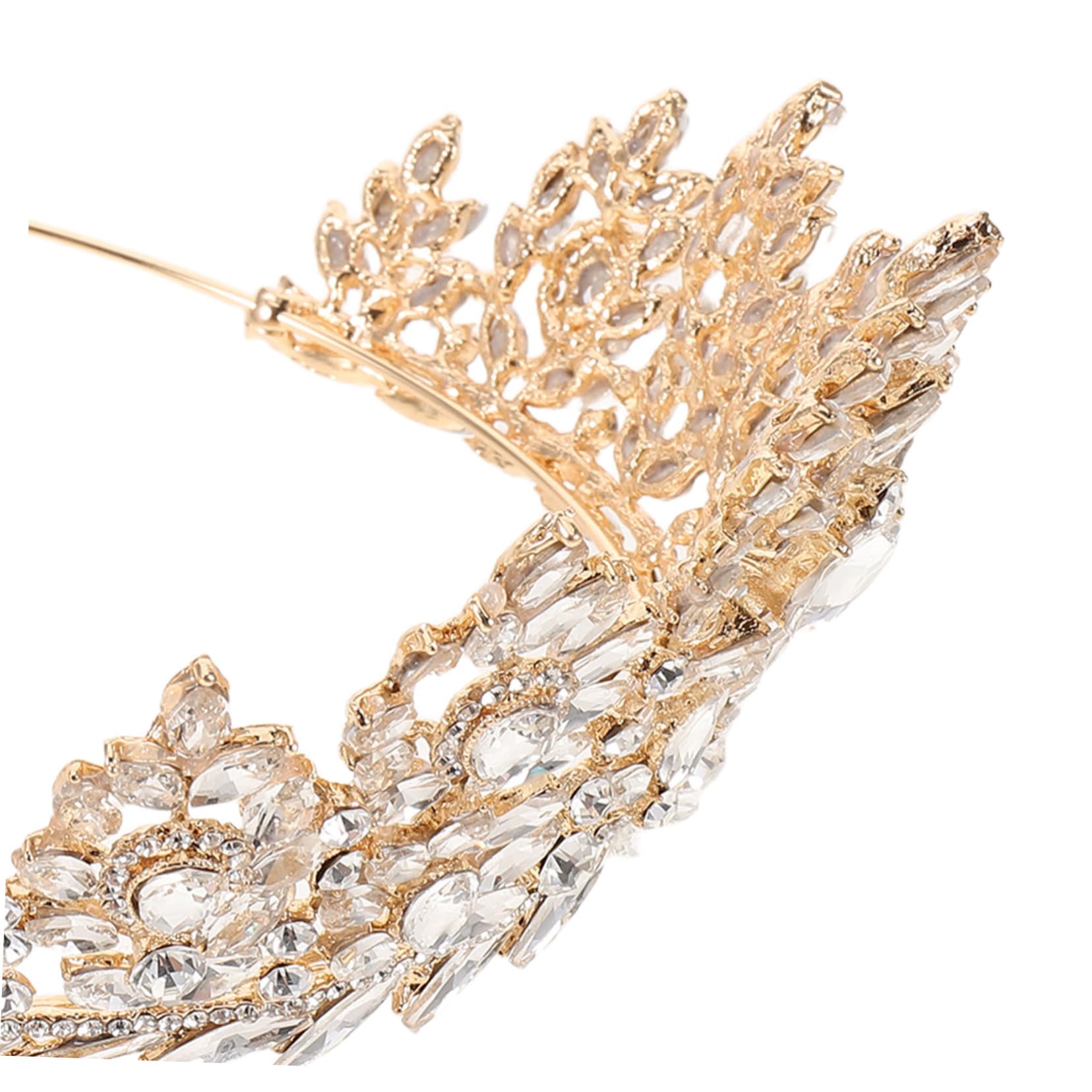 iplusmile Tiara Barroca de Gemas de Imitación Nupcial Elegante para Bodas Accesorio Cabello de Novia para Desfiles de Moda y Eventos Formales
