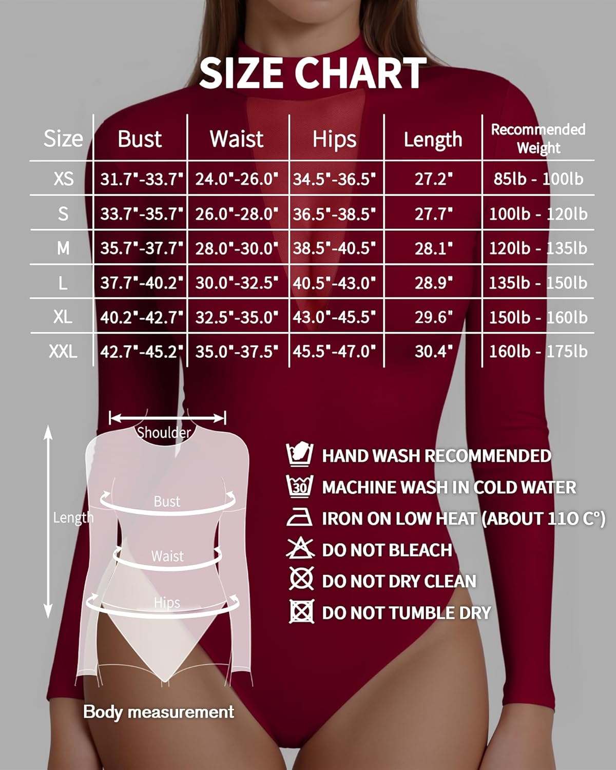 MANGOPOP Long Sleeve Body Suit Mock TurtleNeck Bodysuit for Women Mesh Deep V Bodysuit Tops - Image 7